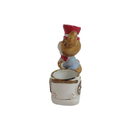 VINTAGE 1978 Jasco Porcelain Mouse Circus Ringleader Tea Candle Holder Bowtie - Picture 3 of 5